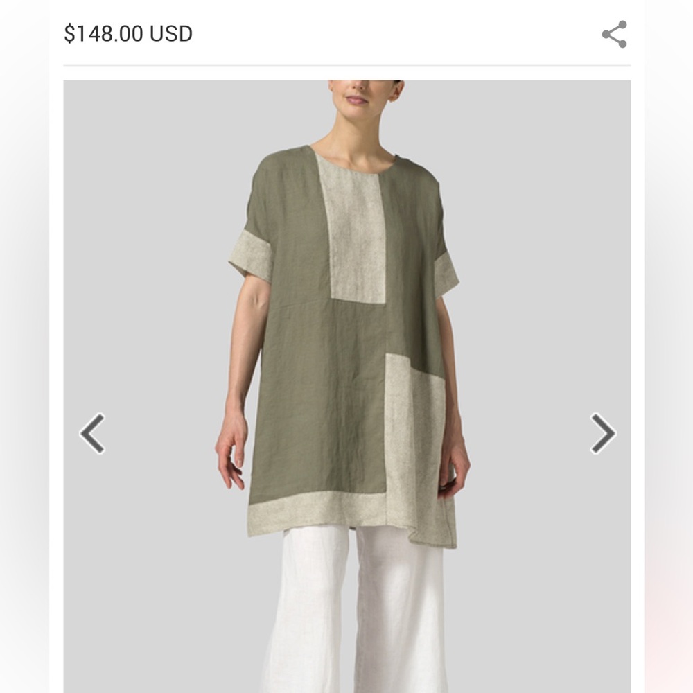 Puro Lino Size US 10 Oversized Tunic Top Made In Italy 100% Linen Lagenlook Boho - Picture 10 of 11